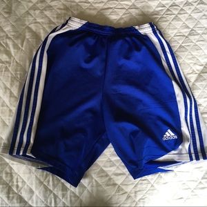Blue Adidas youth soccer shorts